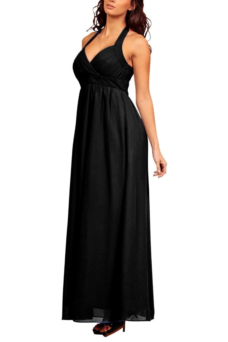 Lynnette Chiffon Evening Dress in Black