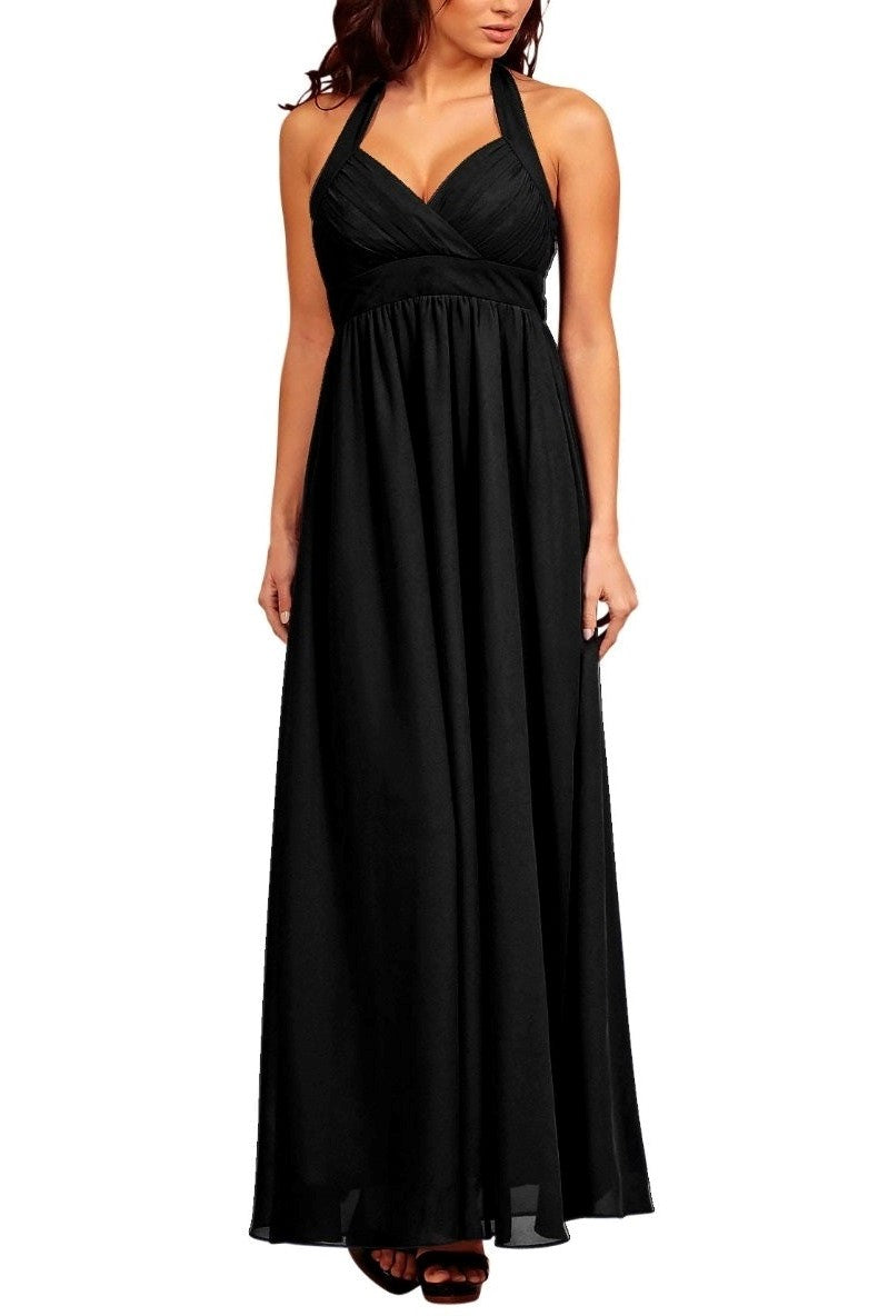 Lynnette Chiffon Evening Dress in Black