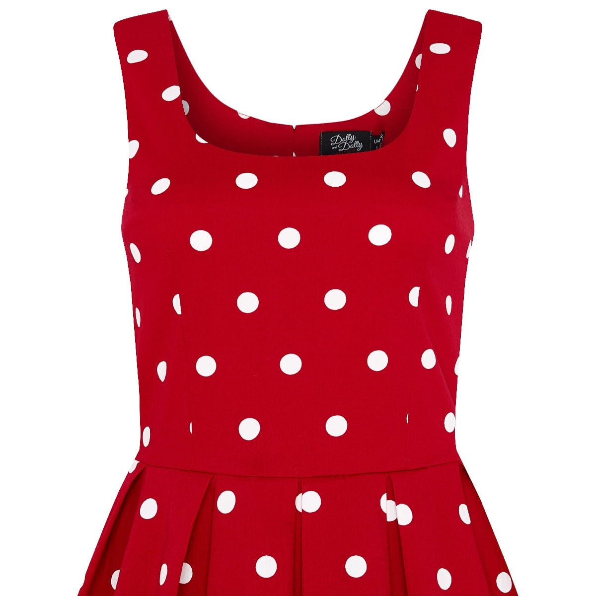 Amanda Scoop Neck Swing Dress Red & White Polka Premium Cotton