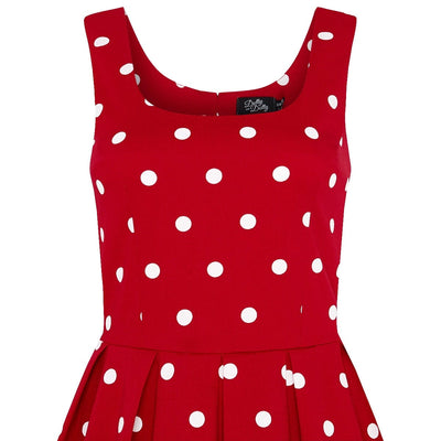 Amanda Scoop Neck Swing Dress Red & White Polka Premium Cotton