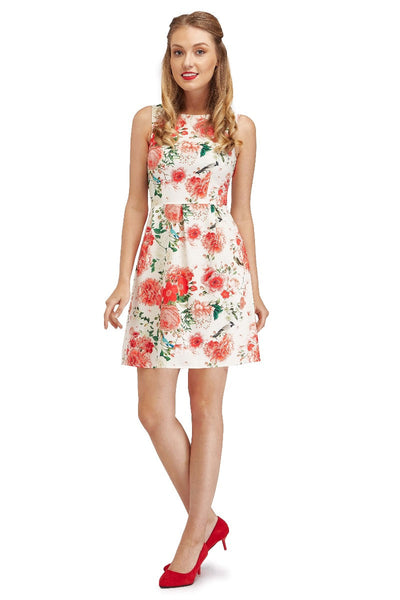 Sleeveless Classic Vintage Dress in Floral Print
