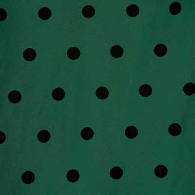 Amanda Scoop Neck Swing Dress in Green-Black Polka Dot