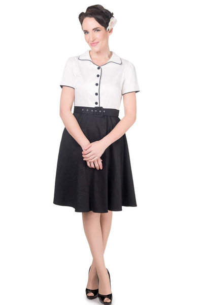 Diner Rockabilly Dress in White-Black