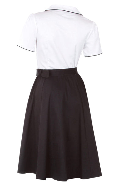 Diner Rockabilly Dress in White-Black