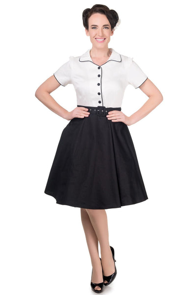 Diner Rockabilly Dress in White-Black