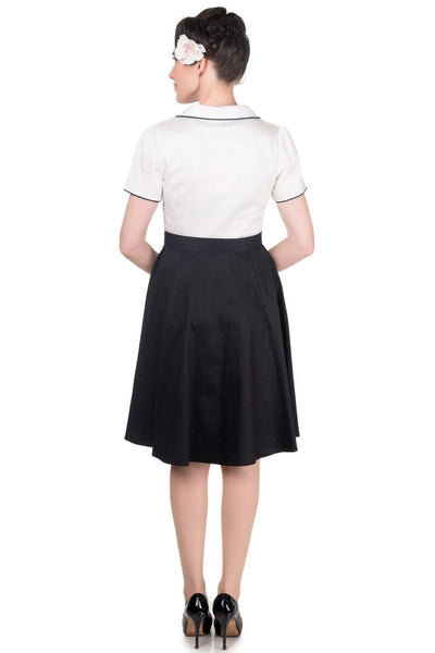 Diner Rockabilly Dress in White-Black