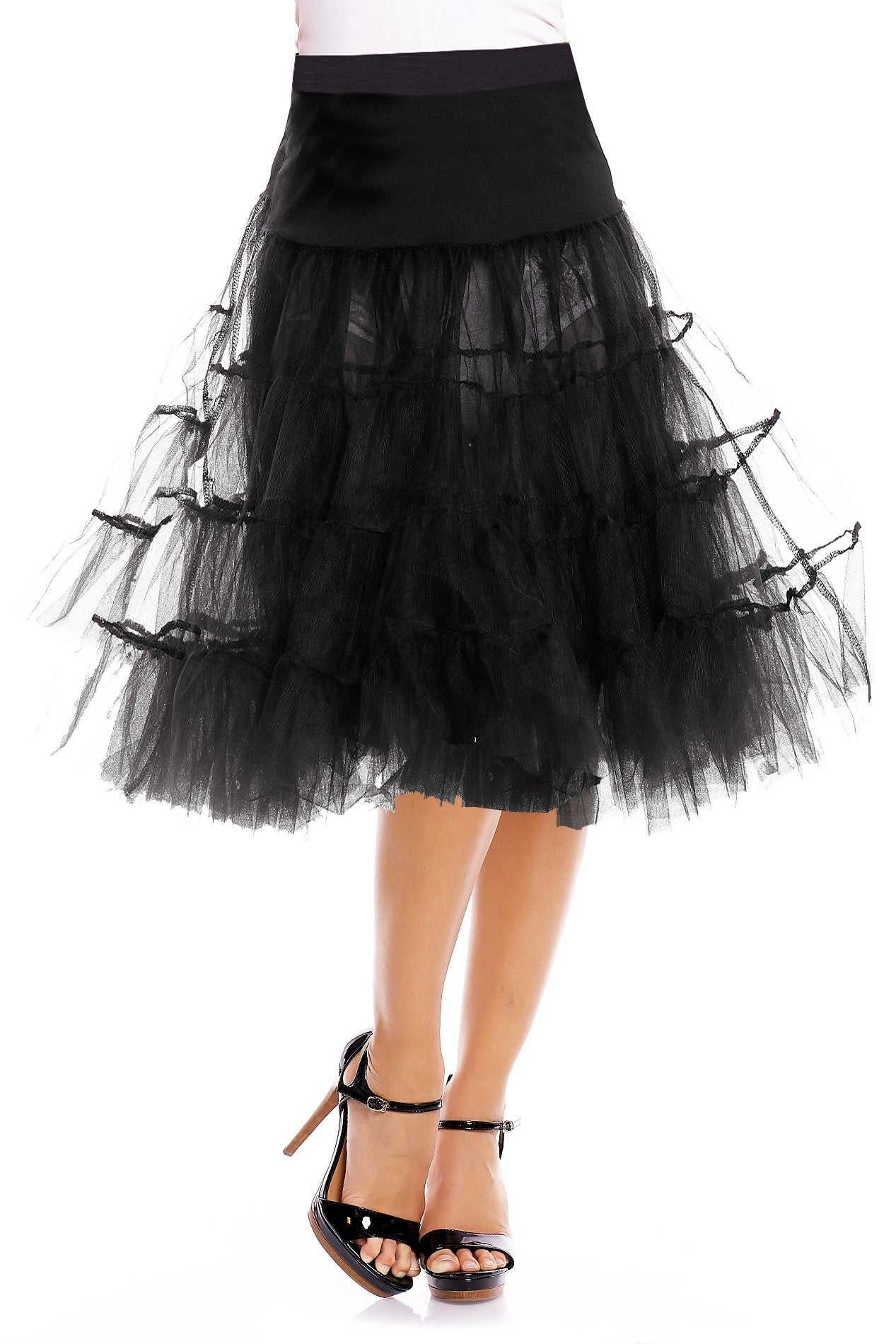 Extra Long Flared Petticoat in Black