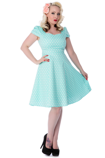 Flirty Fifties Style Dress in Aqua Blue