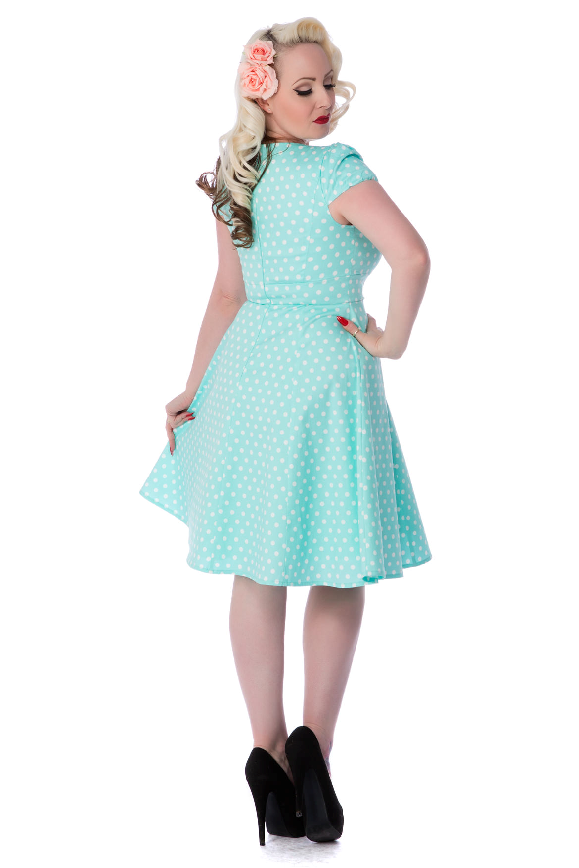 Flirty Fifties Style Dress in Aqua Blue