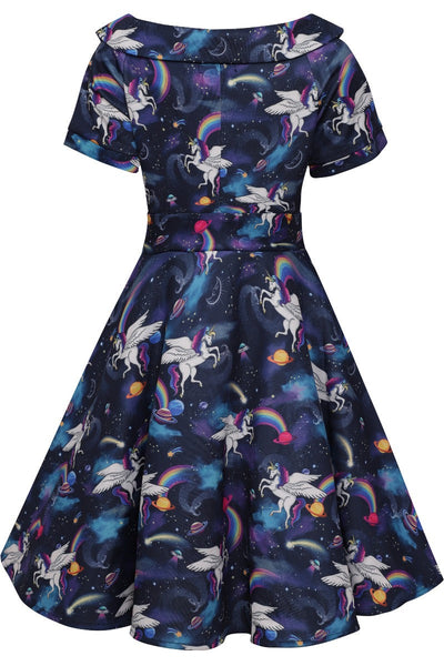 Girls Darlene 50s Inspired Swing Dress in Unicorn