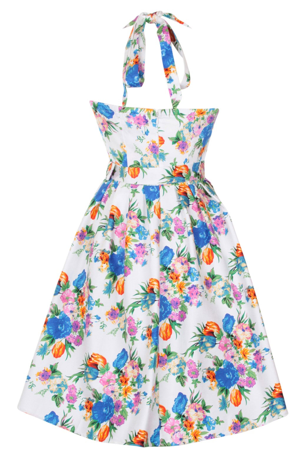  Halterneck 50'S Style Swing Dress in White