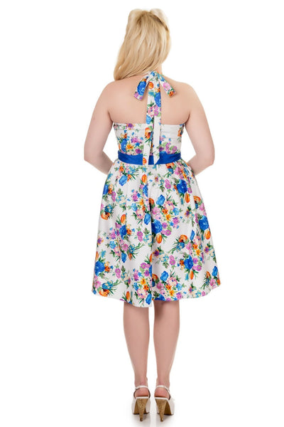  Halterneck 50'S Style Swing Dress in White
