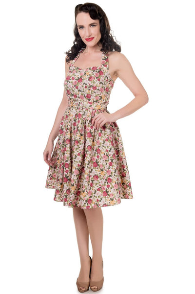 Halterneck 50's Swing Dress in Light Pink