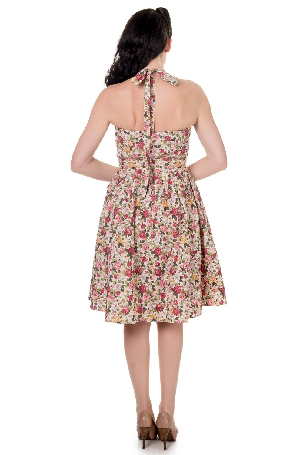 Halterneck 50's Swing Dress in Light Pink