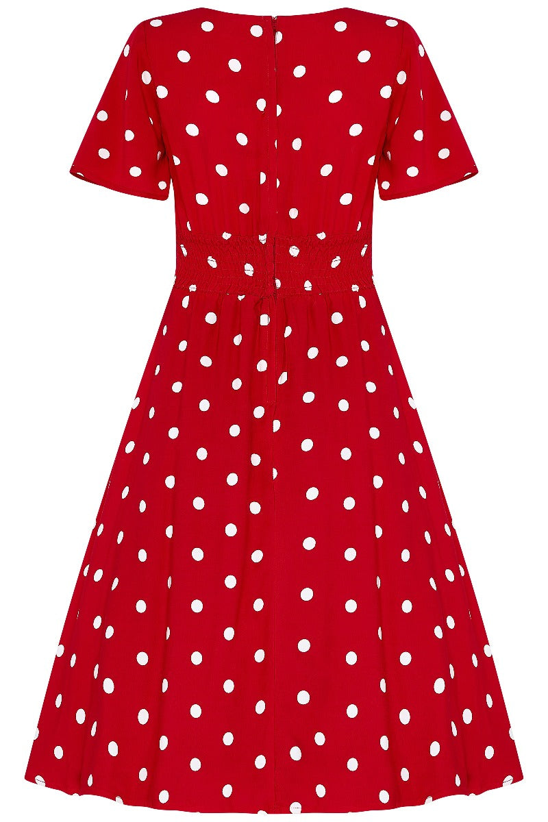 Janice Summer Dress in Red-White Polka Dot