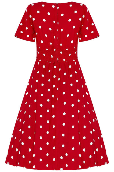 Janice Summer Dress in Red-White Polka Dot