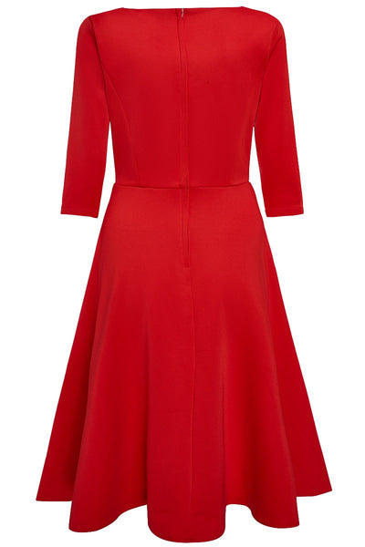 Janet Vintage Inspired Long Sleeves Dress in Red