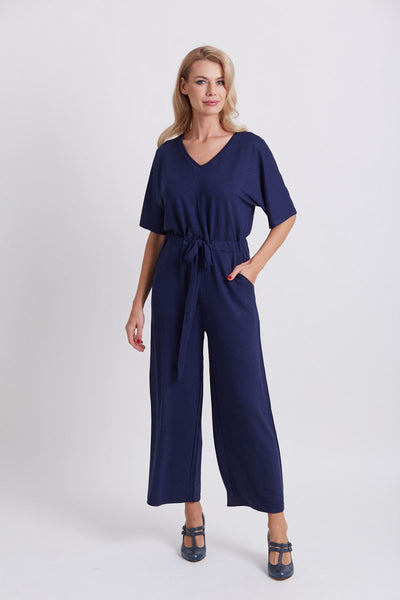 Navy Blue Wide Leg Jumpsuit