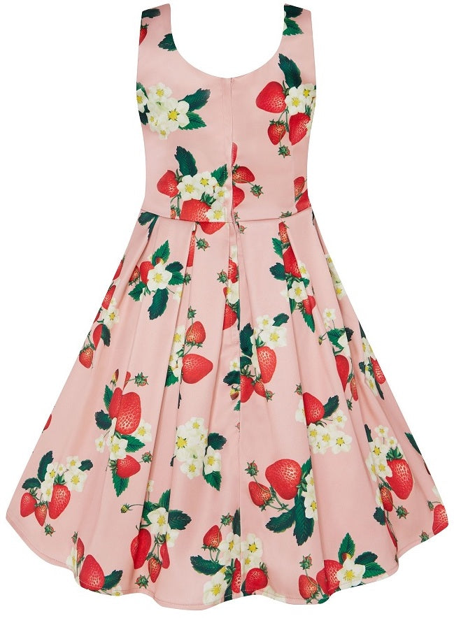 Kids Amanda Classic Strawberry Swing Dress in Pink