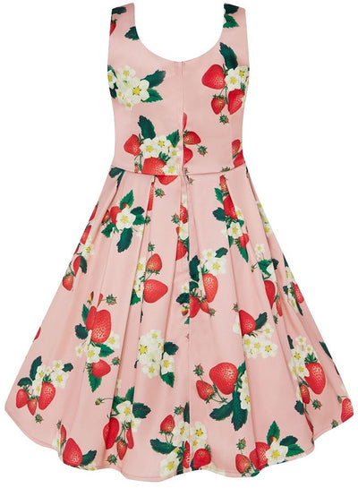 Kids Amanda Classic Strawberry Swing Dress in Pink