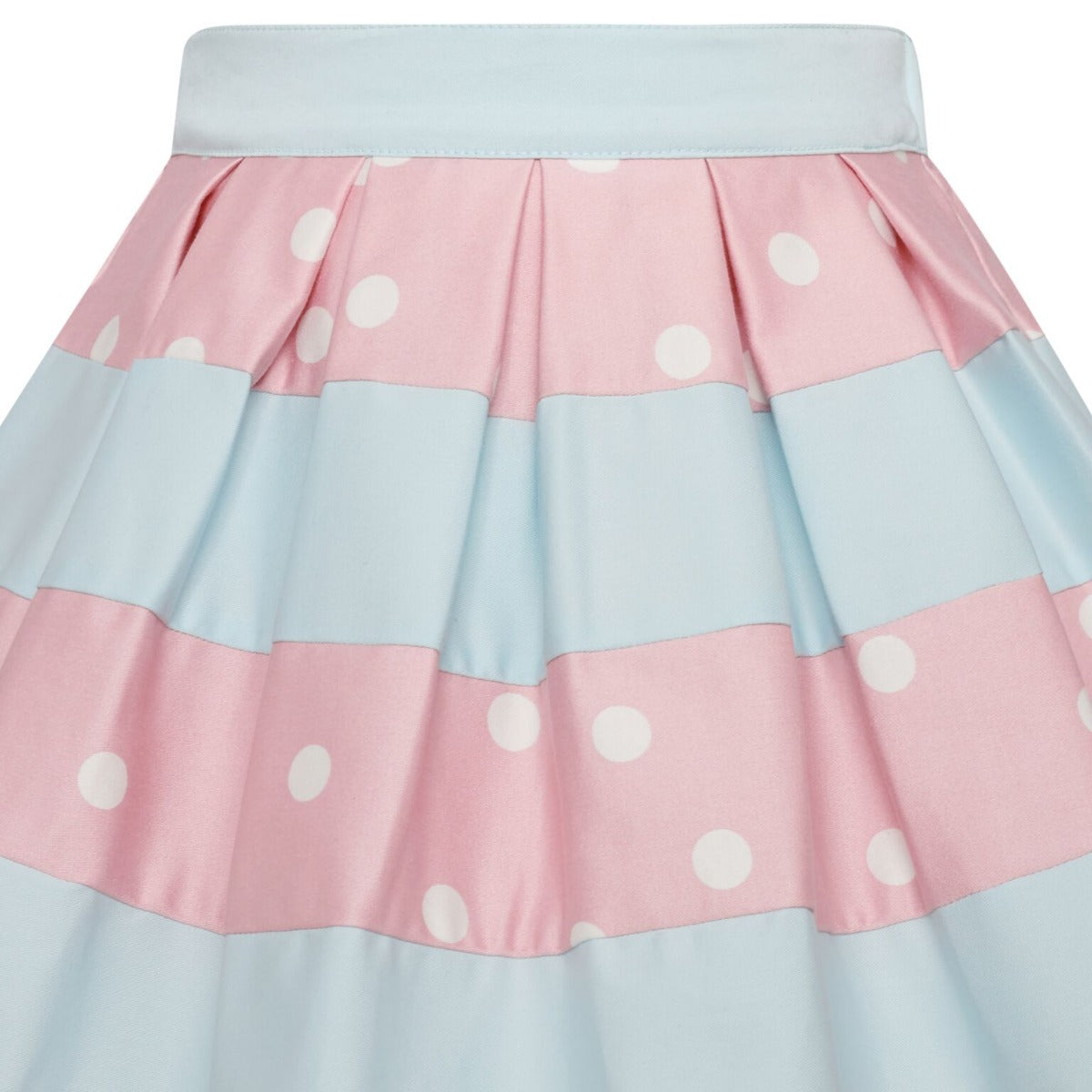 Girls' Kathleen Pleated Polka Dot Striped Skirt in Pale Pink-Blue
