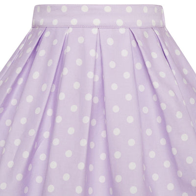 Kathleen Kids Box Pleat Circle Skirt In Pale Purple-Cream Polka
