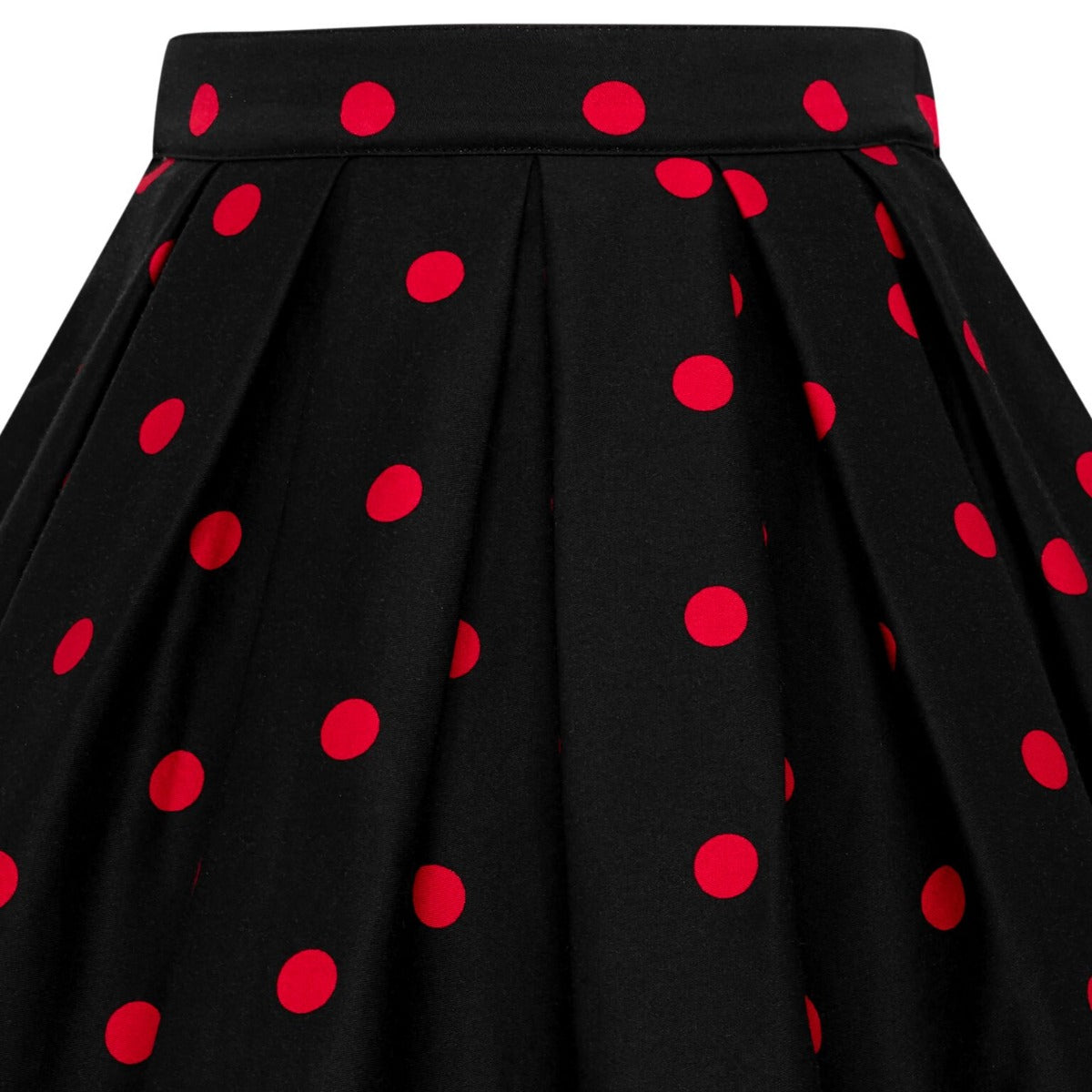 Kathleen Kids Box Pleat Circle Skirt In Black with Red Polka