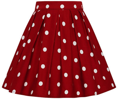 Kathleen 1950s Inspired Children's Box Pleat Circle Skirt in Burgundy Cream Polka