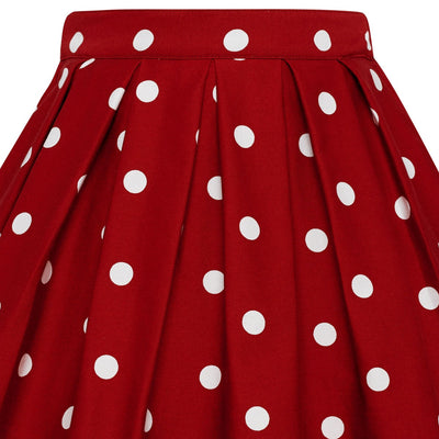 Kathleen 1950s Inspired Children's Box Pleat Circle Skirt in Burgundy Cream Polka