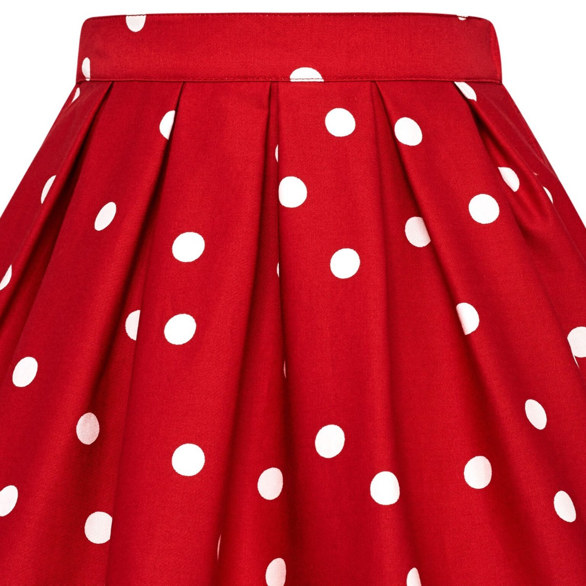 Kathleen 1950s Inspired Children's Box Pleat Circle Skirt in Red Cream Polka