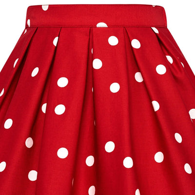 Kathleen 1950s Inspired Children's Box Pleat Circle Skirt in Red Cream Polka
