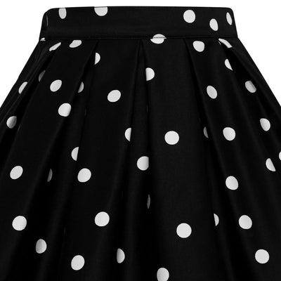 Kathleen Kids Box Pleat Circle Skirt In Black & Cream Polka