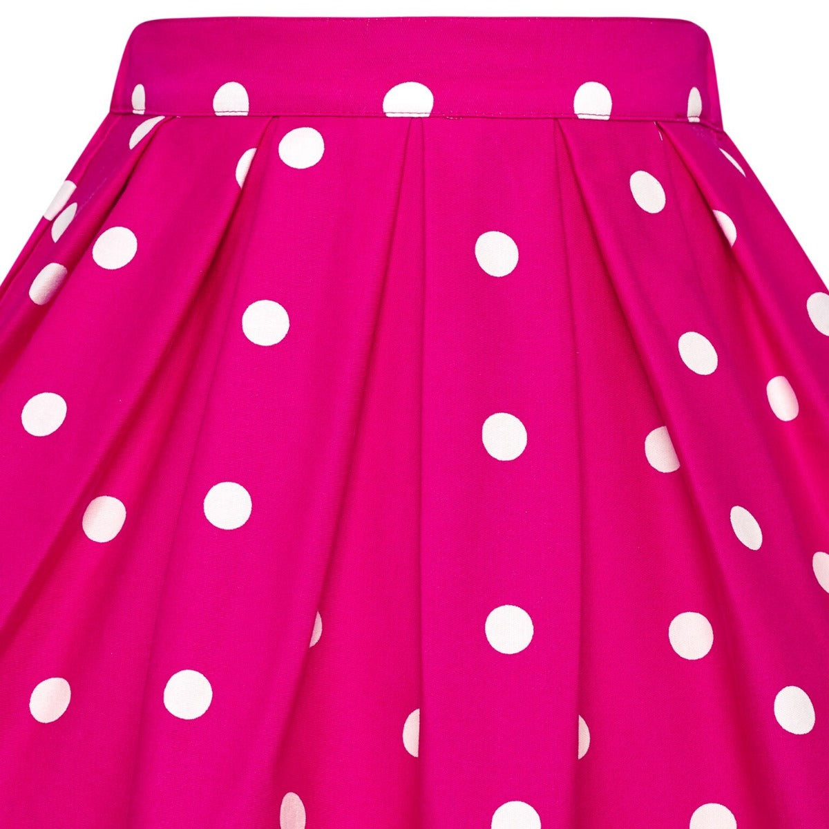 Kathleen Kids Box Pleat Circle Skirt In Hot Pink & Cream Polka
