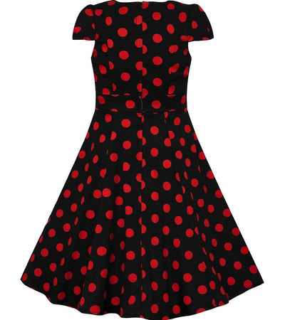 Kids Claudia 50s  Polka Dot Dress In Black-Red