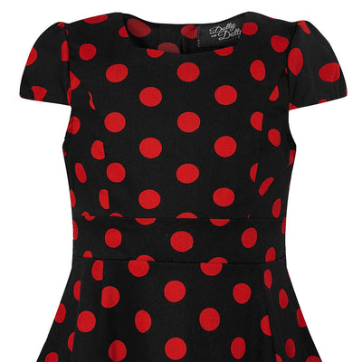 Kids Claudia 50s  Polka Dot Dress In Black-Red