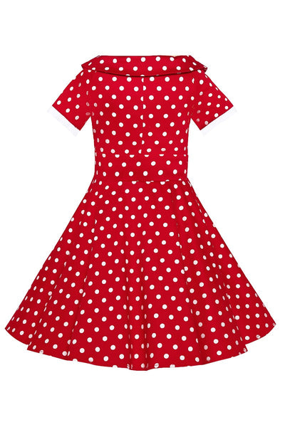 Children Darlene Polka Dot Swing Dress In Red & White