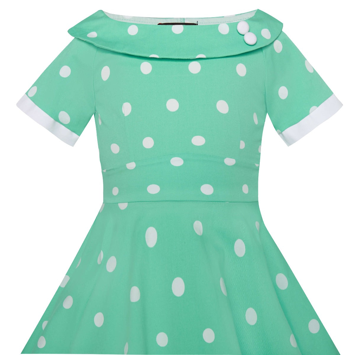 Kids Darlene 50s Polka Dot Swing Dress In Mint-White