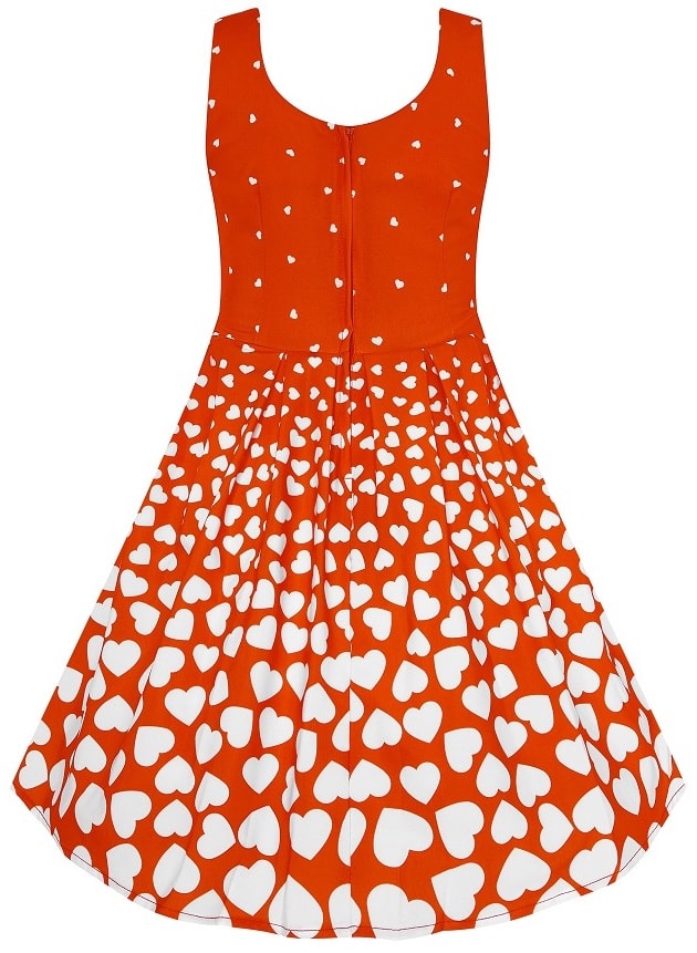 Kids Amanda Classic Heart Printed Swing Dress in Red