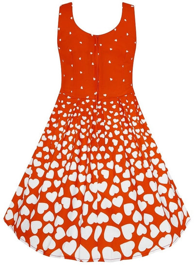Kids Amanda Classic Heart Printed Swing Dress in Red