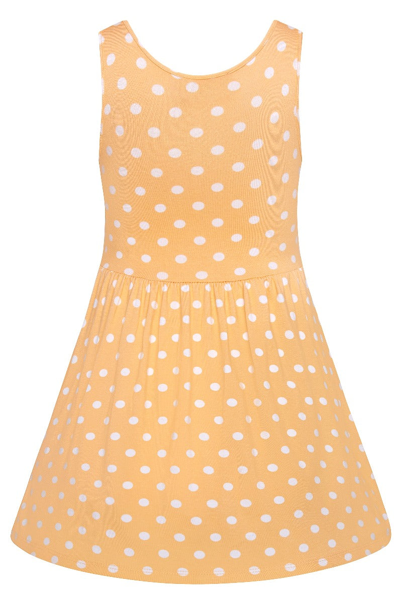 Children Retro Inspired Casual Dress Coral & White Polka