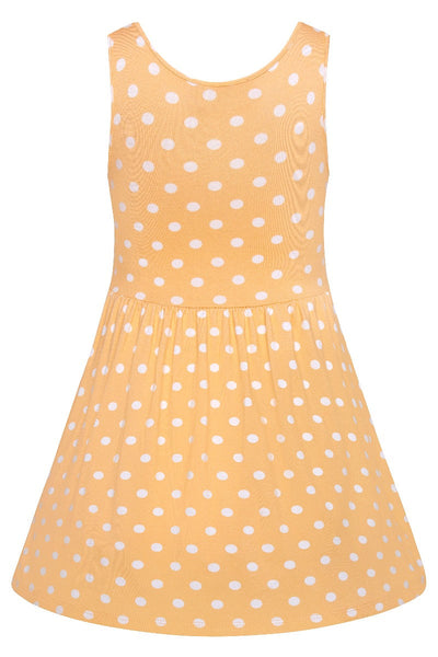 Children Retro Inspired Casual Dress Coral & White Polka