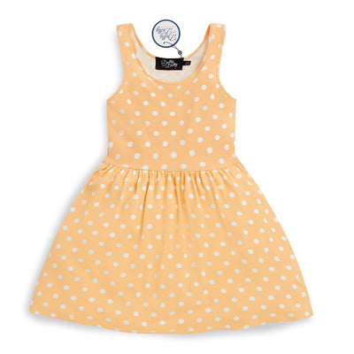 Children Retro Inspired Casual Dress Coral & White Polka