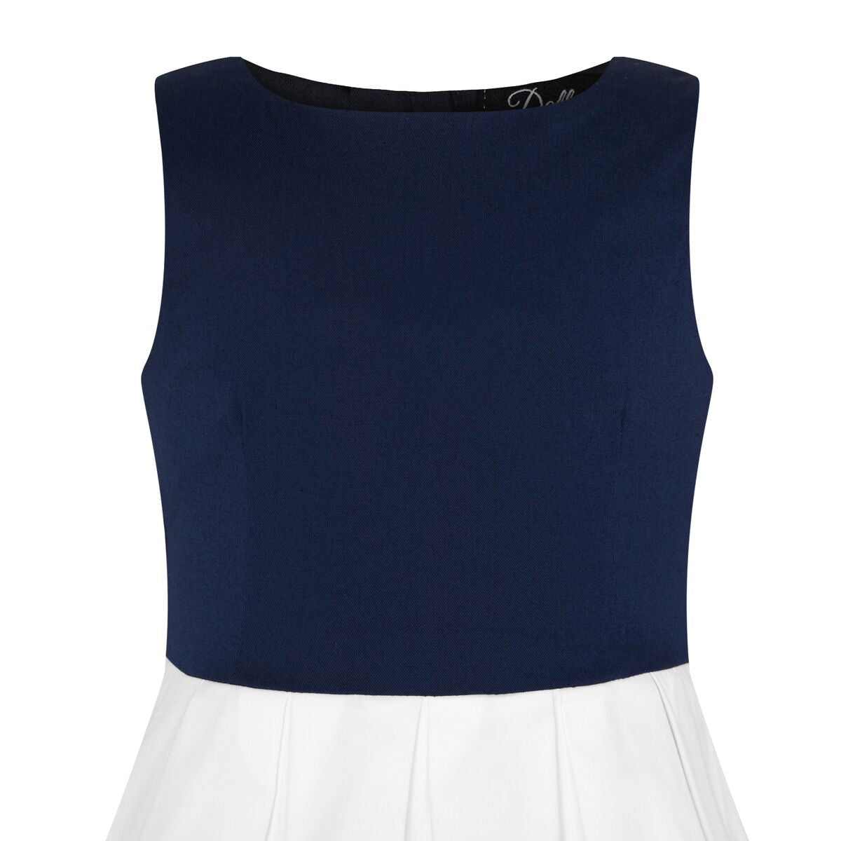 Vintage Inspired  Kid's Swing Dress in Navy Blue with Big White Stripes
