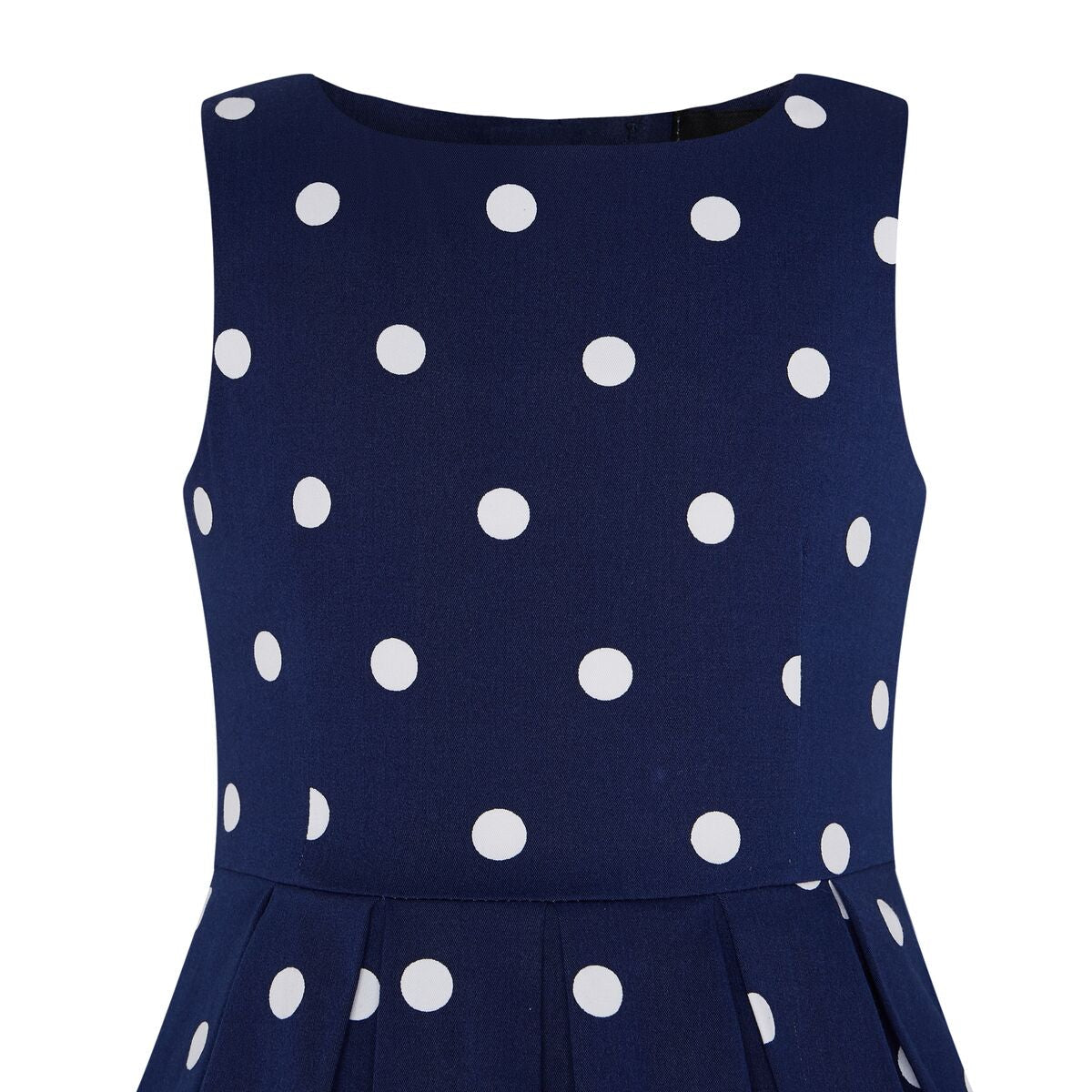 Vintage Inspired Polka Dot Kid's Swing Dress in Navy Blue and White Dots
