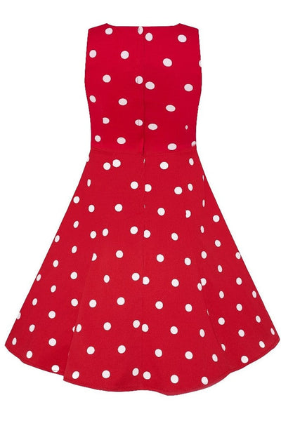 Kids Annie Vintage Inspired Polka Dot Dress in Red/White
