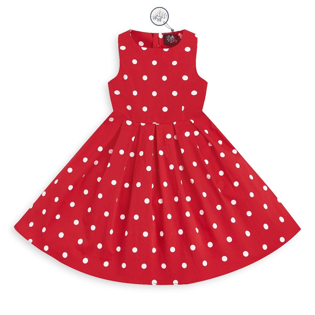 Kids Annie Vintage Inspired Polka Dot Dress in Red/White