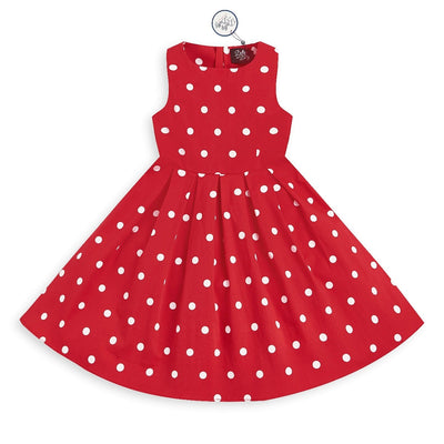 Kids Annie Vintage Inspired Polka Dot Dress in Red/White