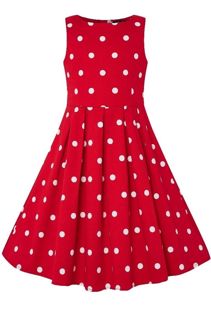 Kids Annie Vintage Inspired Polka Dot Dress in Red/White