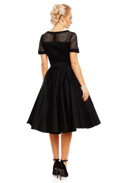 Lace Short Sleeved Dress in Black