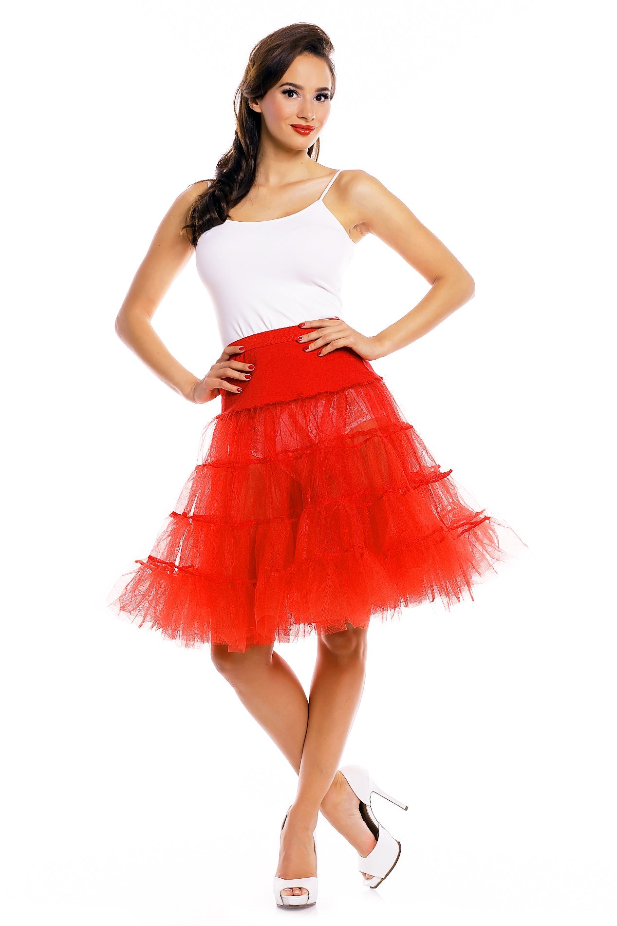 Long Flared Petticoat in Red